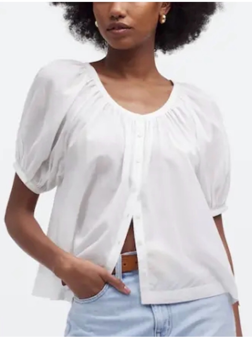Madewell puff sleeve A line top xs